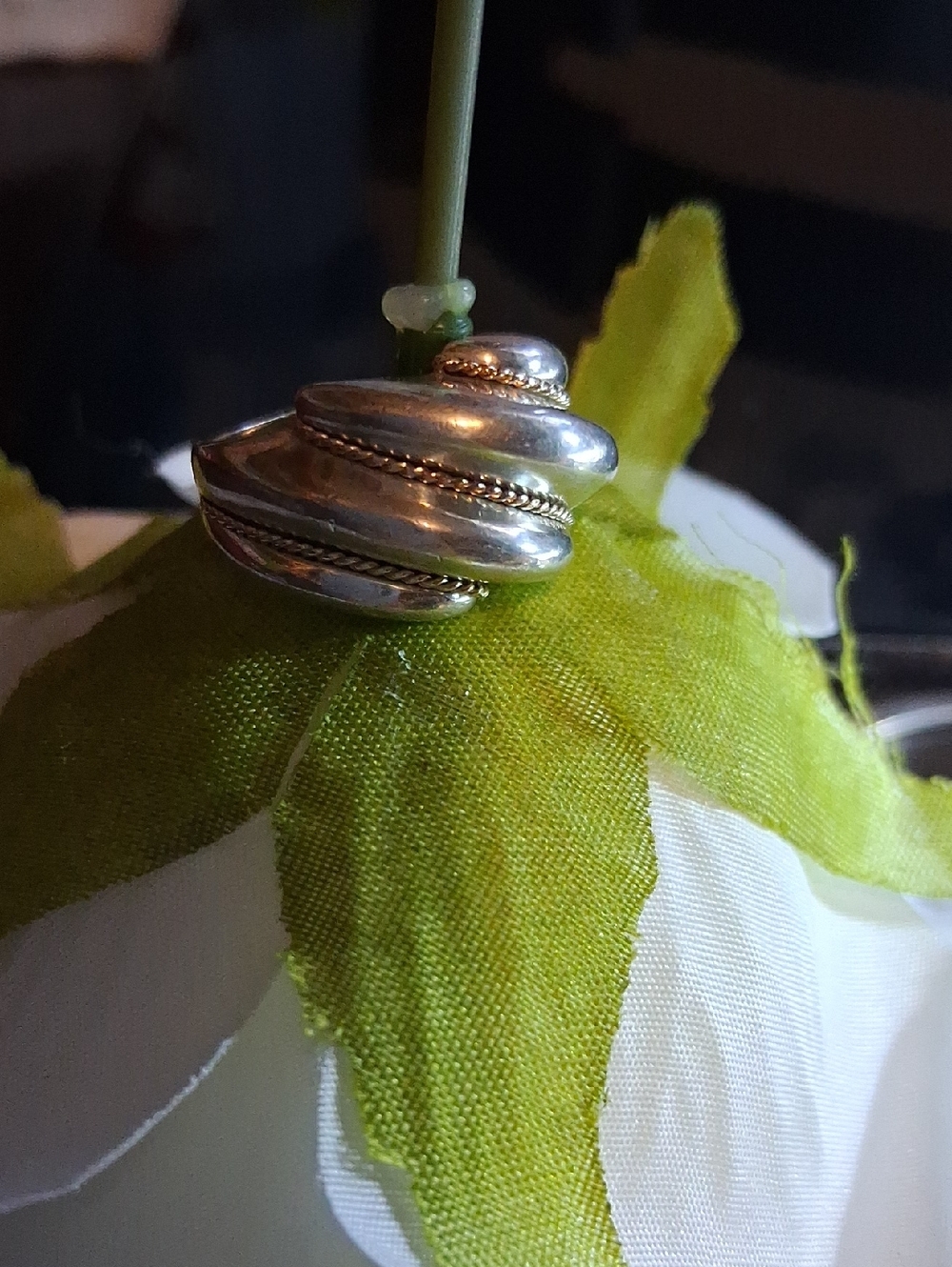 Tiffany & Co. Silver and Gold Rope Accent Dome Ring